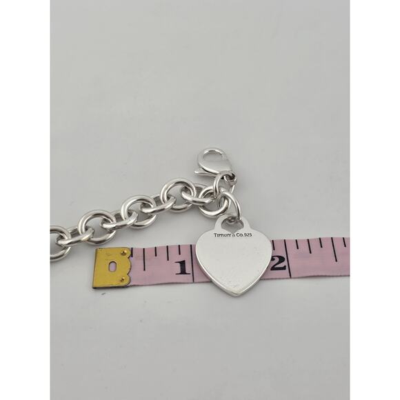 Tiffany & Co. Sterling Silver Heart Tag Chain Link Bracelet 7.75 - Picture 11 of 12